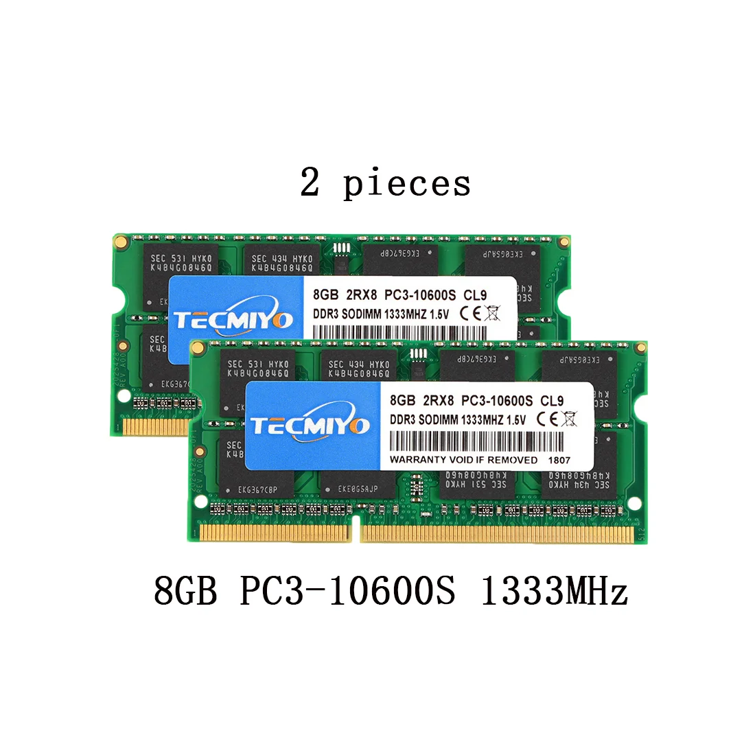 Tecmiyo Ʈ RAM, DDR3, 1333MHz, PC3-10600S, 2RX8, CL11, SODIMM, 1.5V, 204 , ׸, 16GB, 2X, 8GB